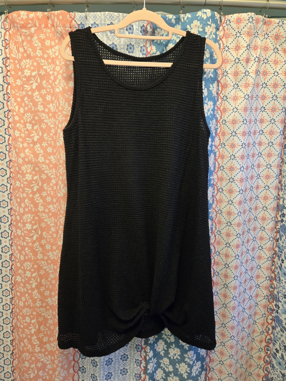 Cupshe Sleeveless Black Knit Cover Up with Twist Hem